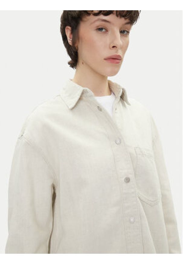 Pepe Jeans Koszula jeansowa PL304963 Écru Oversize. Kolor: kremowy. Materiał: bawełna