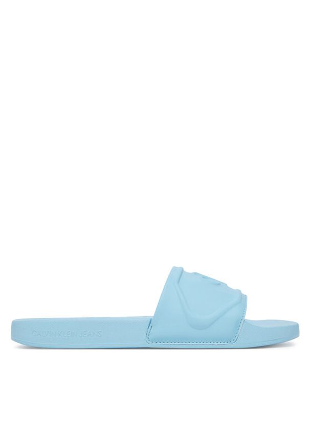 Calvin Klein Jeans Klapki Slide Pu Hf Mg YW0YW01879 Błękitny. Kolor: niebieski. Materiał: skóra