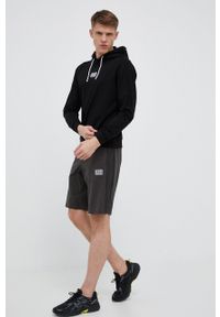 EA7 Emporio Armani bluza bawełniana męska kolor czarny z kapturem z aplikacją. Typ kołnierza: kaptur. Kolor: czarny. Materiał: bawełna. Wzór: aplikacja #4