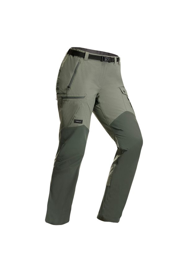 FORCLAZ - Spodnie trekkingowe damskie wytrzymałe MT 500 V2. Kolor: zielony, brązowy, wielokolorowy, szary. Materiał: materiał, tkanina, syntetyk