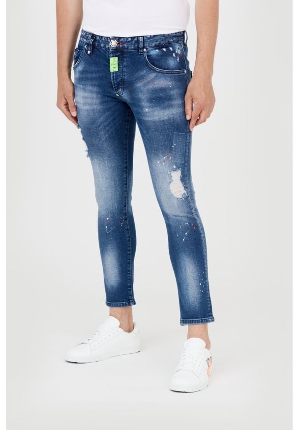 Philipp Plein - PHILIPP PLEIN Niebieskie męskie jeansy. Kolor: niebieski