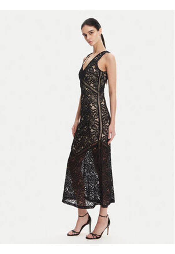 Guess Sukienka koktajlowa W5GT37 KCS90 Czarny Slim Fit. Kolor: czarny. Materiał: bawełna. Styl: wizytowy