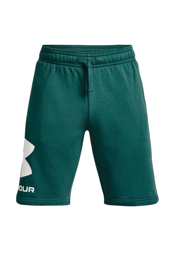 Under Armour - Męskie Spodenki Rival Fleece Z Dużym Logo. Kolor: zielony. Sport: turystyka piesza