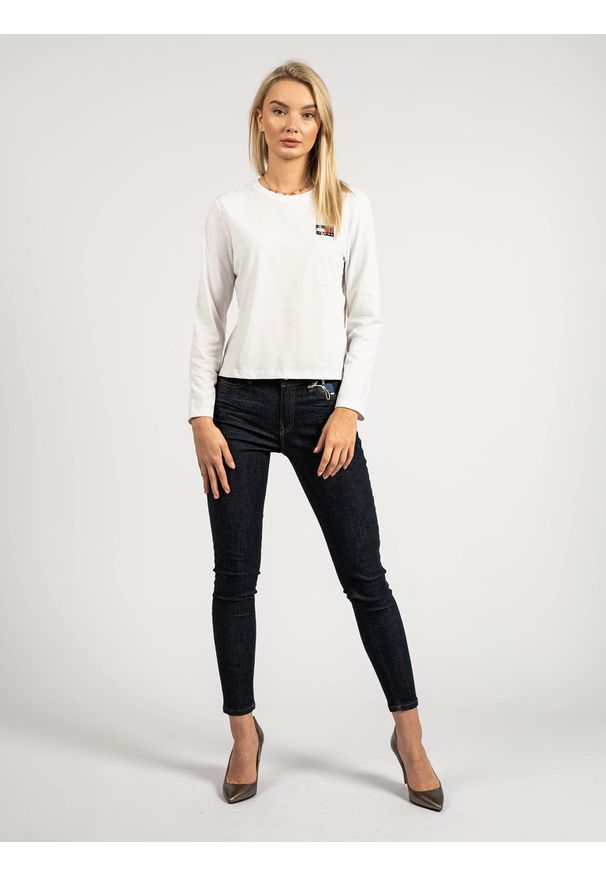 TOMMY HILFIGER - Tommy Hilfiger Bluzka | DW0DW07433 | Kobieta | Biały. Okazja: na co dzień. Kolor: biały. Materiał: bawełna, poliester. Długość rękawa: długi rękaw. Długość: długie. Wzór: aplikacja. Styl: casual