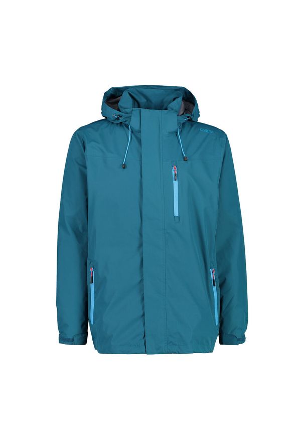 Kurtka wodoodporna z kapturem CMP. Typ kołnierza: kaptur. Kolor: niebieski, wielokolorowy, zielony. Materiał: polar, puch. Sport: turystyka piesza, wspinaczka