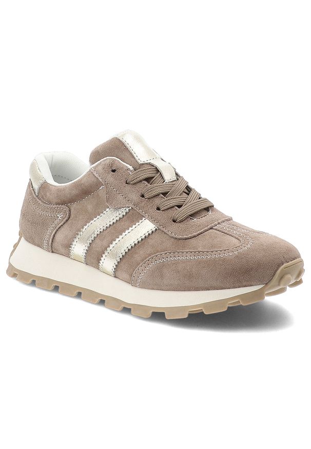 Sneakersy damskie S.Barski, sportowy fason niska cholewka sznurowane dopasowanie miękka wkładka elastyczna podeszwa amortyzująca lekka konstrukcja, b. Wysokość cholewki: przed kostkę. Kolor: beżowy. Szerokość cholewki: normalna. Styl: sportowy