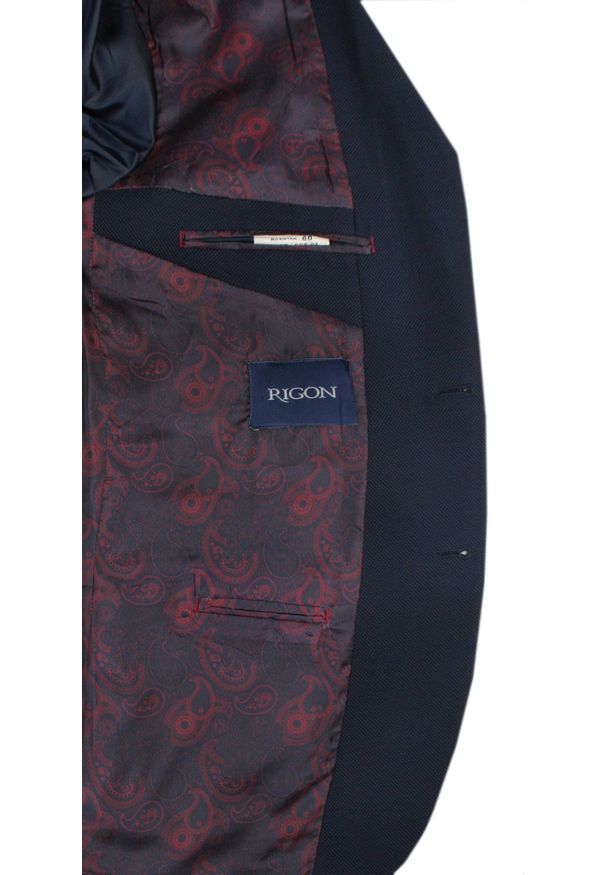 Delikatnie Taliowana Marynarka - Rigon - Granatowa. Kolor: niebieski. Materiał: wiskoza, poliester, elastan. Styl: elegancki