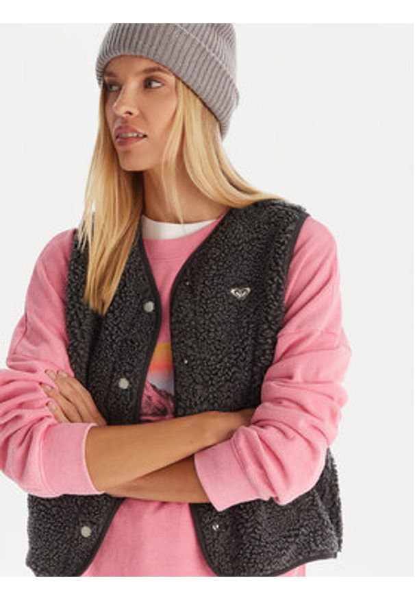 Roxy Bezrękawnik Iconic Twon Vest ERJPF03235 Szary Regular Fit. Kolor: szary. Materiał: syntetyk. Długość rękawa: bez rękawów