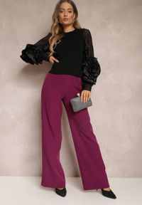 Renee - Fioletowe Spodnie Szerokie High Waist Dule. Stan: podwyższony. Kolor: fioletowy. Materiał: tkanina #4