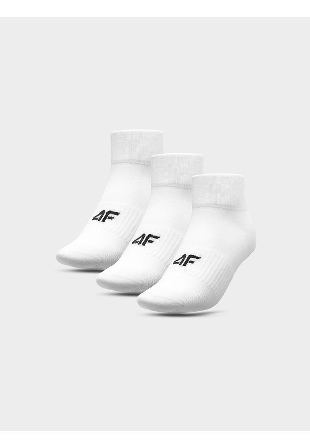 4f - 4F Skarpetki casual za kostkę (3-pack) męskie - białe 39-42. Kolor: biały. Materiał: bawełna, włókno, materiał, poliamid