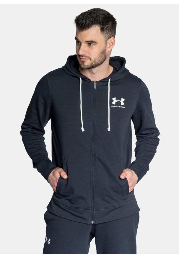 Bluza z kapturem męska czarna Under Armour UA Rival Terry Lc Fz. Typ kołnierza: kaptur. Kolor: czarny. Długość: krótkie. Wzór: jednolity. Styl: klasyczny