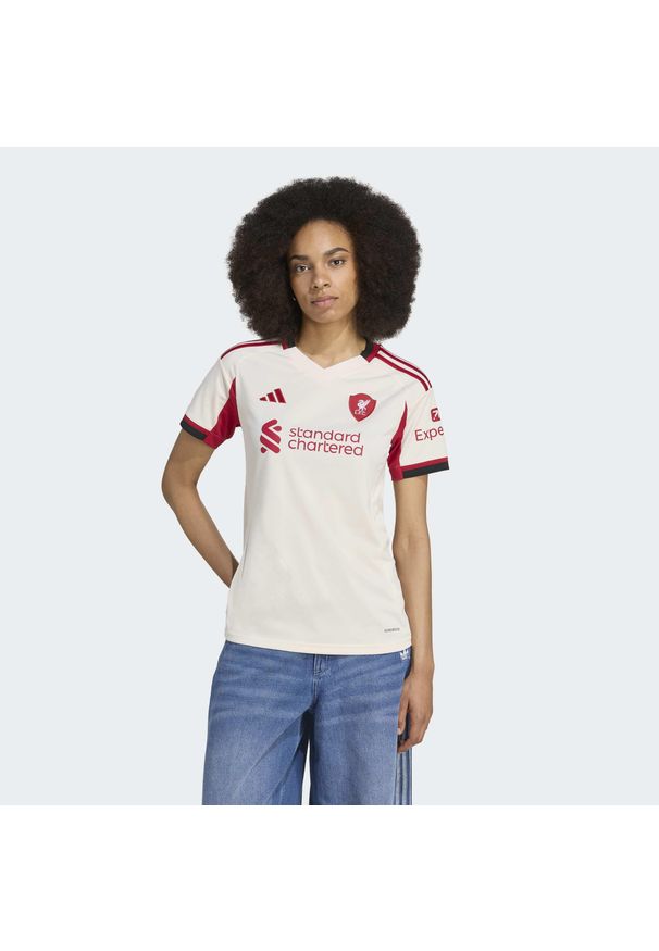 Adidas - Koszulka Liverpool FC 25/26 Away Jersey. Kolor: biały. Materiał: jersey. Sport: piłka nożna