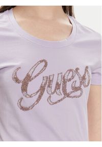 Guess T-Shirt W4GI30 J1314 Fioletowy Slim Fit. Kolor: fioletowy. Materiał: bawełna