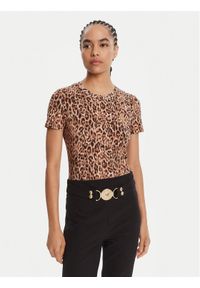 Just Cavalli T-Shirt 79PAHE07 CJ112 Brązowy Slim Fit. Kolor: brązowy. Materiał: bawełna