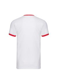 FRUIT OF THE LOOM - Męska Koszulka Ringer 160. Kolor: czerwony, biały, wielokolorowy. Sport: turystyka piesza
