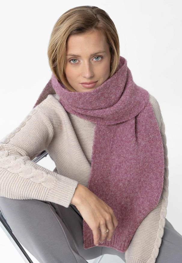 Volcano - Długi szal z wełną H-VELVET. Materiał: wełna. Wzór: prążki. Sezon: zima. Styl: elegancki