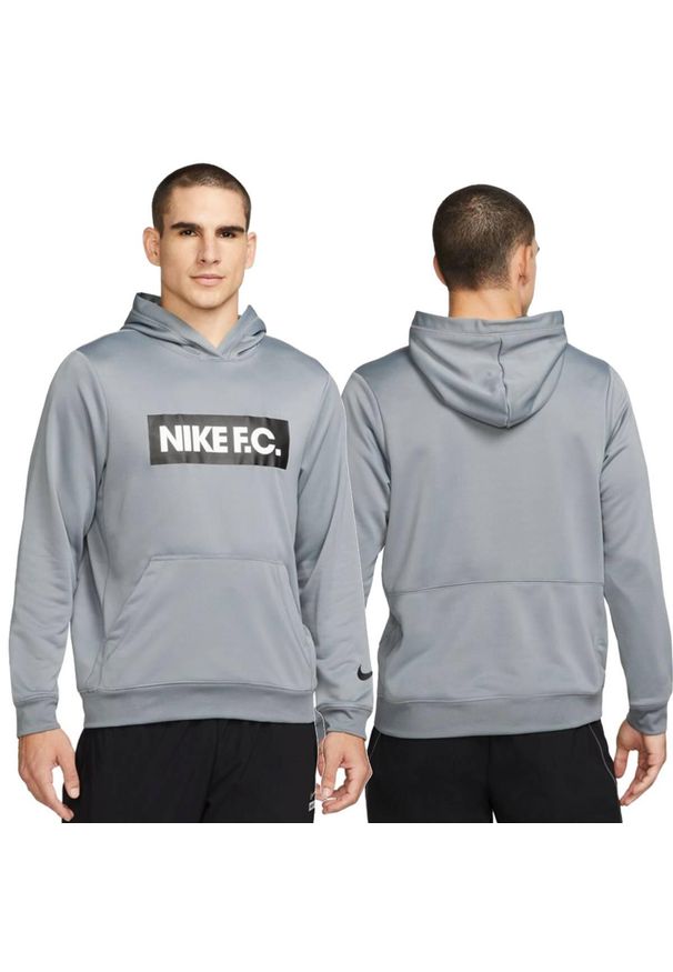 Bluza sportowa męska Nike FC Libero Dri-Fit treningowa kangurka z kapturem. Typ kołnierza: kaptur. Kolor: szary. Materiał: poliester, dresówka. Technologia: Dri-Fit (Nike)