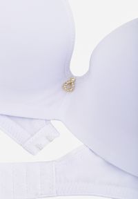 Renee - Biały Biustonosz Push Up o Gładkim Wykończeniu z Cyrkoniową Aplikacją Claronei. Kolor: biały. Rodzaj stanika: push-up. Wzór: gładki, aplikacja #3