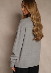 Renee - Szary Sweter z Wełną o Prostym Kroju Alenra. Kolor: szary. Materiał: wełna #4
