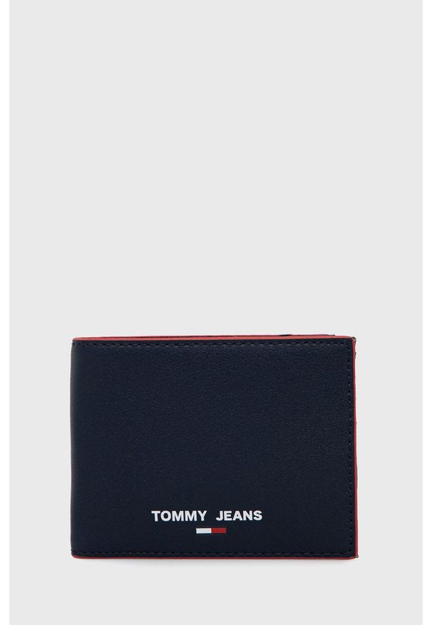 Tommy Jeans portfel męski kolor granatowy. Kolor: niebieski. Materiał: materiał, skóra. Wzór: gładki