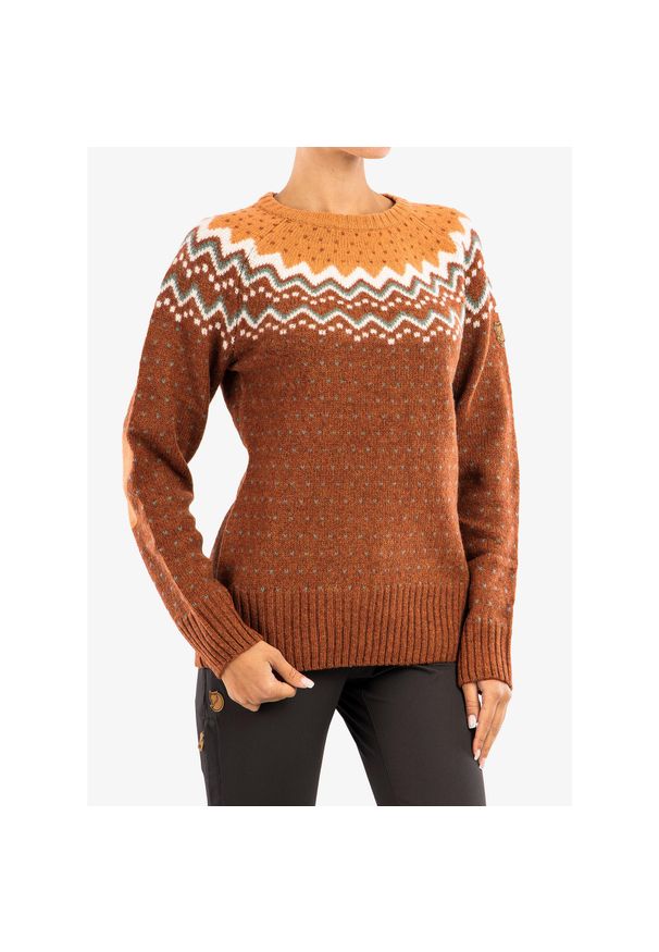 Fjällräven - Sweter damski Fjallraven Ovik Knit Sweater. Kolor: pomarańczowy. Sport: turystyka piesza