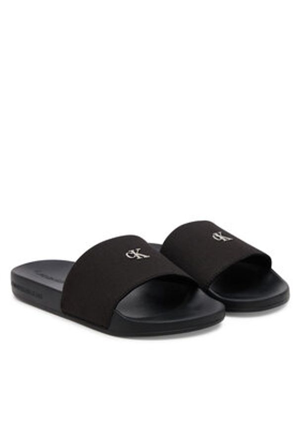 Calvin Klein Jeans Klapki Slide Monogram Hardware YW0YW01713 Czarny. Kolor: czarny. Materiał: materiał