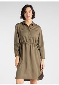 Lee - LEE 70s DRESS DAMSKA SUKIENKA KOSZULOWA OLIVE GREEN L50PJYNX 112111377. Typ sukienki: koszulowe #1