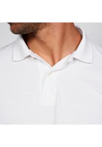 INESIS - Koszulka do golfa polo z długim rękawem męska MW500. Typ kołnierza: golf, polo. Kolor: biały. Materiał: bawełna, poliester, materiał. Długość rękawa: długi rękaw. Długość: długie. Styl: sportowy