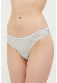 Calvin Klein Underwear stringi kolor turkusowy transparentne. Kolor: turkusowy. Materiał: materiał #1