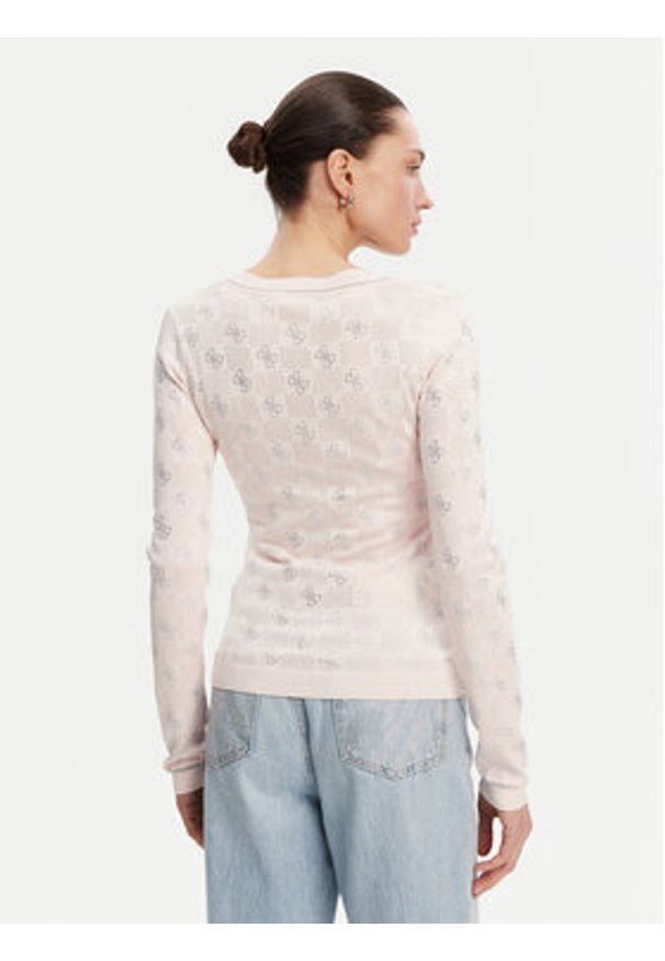 Guess Sweter W5GR07 Z3D60 Różowy Regular Fit. Kolor: różowy. Materiał: wiskoza