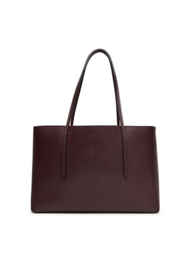 Calvin Klein Torebka Foil Logo Tote W/Pouch LV04F3274G Bordowy. Kolor: czerwony. Materiał: skórzane