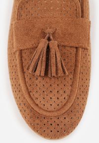 Born2be - Brązowe Ażurowe Mokasyny VICES Ozdobione Frędzlami Catiana. Okazja: na co dzień, do pracy. Kolor: brązowy. Materiał: jeans. Wzór: ażurowy, aplikacja. Styl: casual, elegancki #4