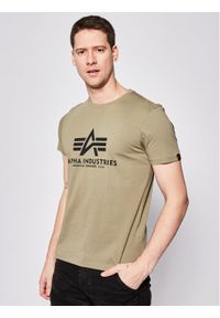 Alpha Industries T-Shirt Basic 100501 Zielony Regular Fit. Kolor: czarny. Materiał: bawełna