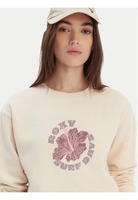 Roxy Bluza Surf Stoked Crew Brushed Vint ERJFT05018 Écru Regular Fit. Materiał: bawełna #4