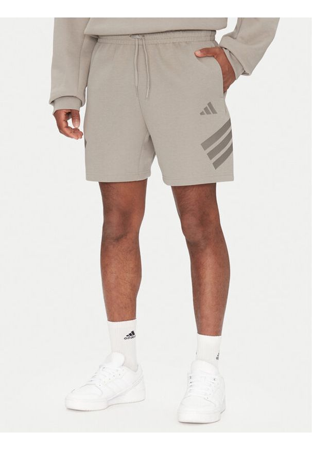 Adidas - adidas Szorty sportowe Future Icons 3-Stripes JD4882 Beżowy Regular Fit. Kolor: beżowy. Materiał: bawełna. Styl: sportowy