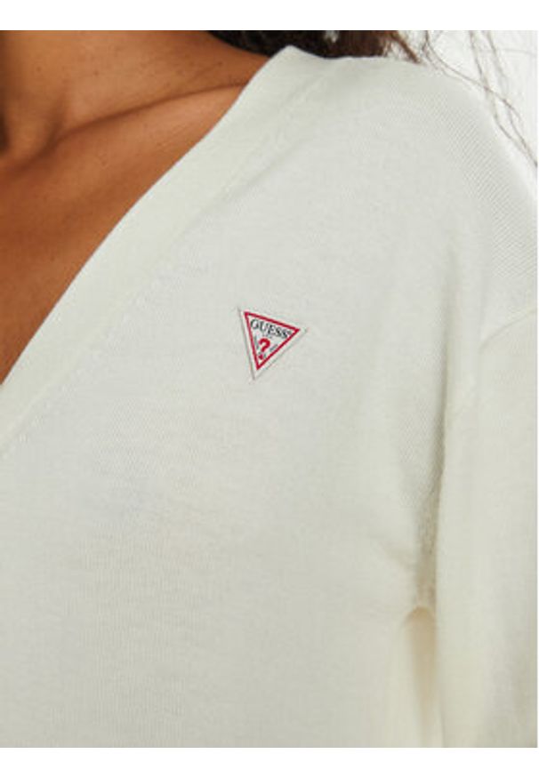 Guess Jeans Kardigan W4BR16 Z3HO2 Écru Regular Fit. Kolor: kremowy. Materiał: syntetyk