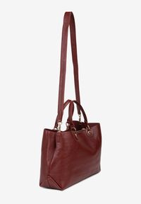 Born2be - Bordowa Dwukomorowa Torebka Typu Shopper Ozdobiona Metalicznymi Aplikacjami Adorrive. Kolor: czerwony. Wzór: aplikacja. Dodatki: z aplikacjami. Styl: elegancki
