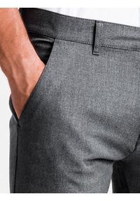 Ombre Clothing - Spodnie męskie chino P832 - szare - XL. Kolor: szary. Materiał: tkanina, poliester, elastan, wiskoza. Styl: elegancki, klasyczny #3