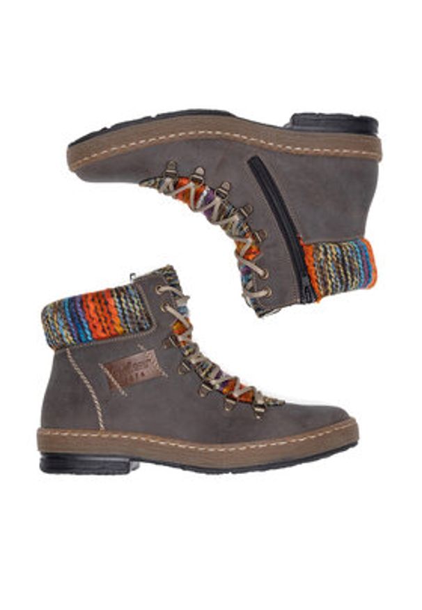 Rieker Trzewiki Z6743-45 Szary. Kolor: szary. Materiał: materiał