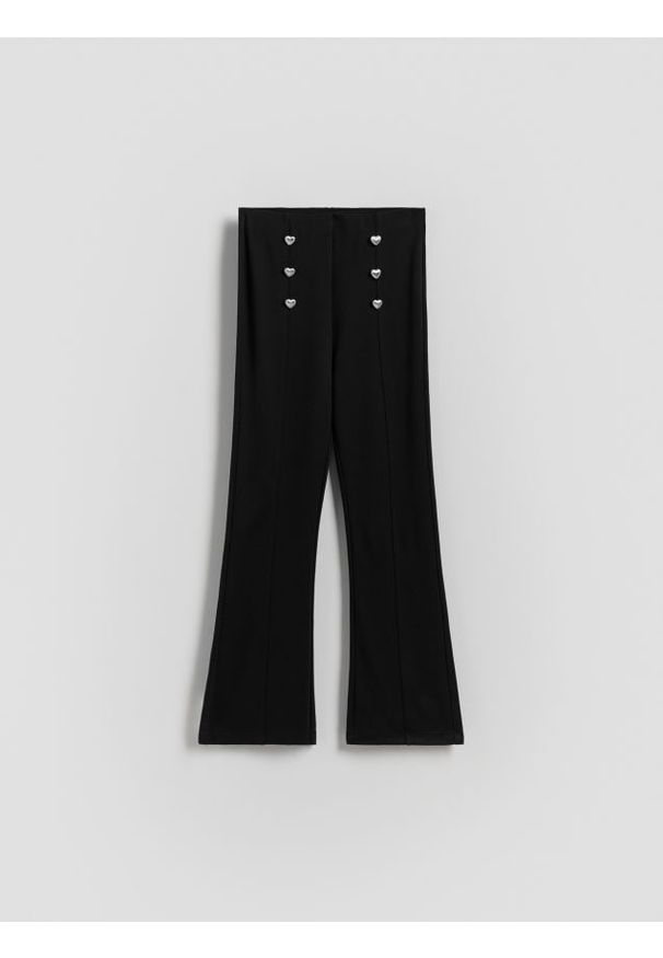 Reserved - Spodnie flare - czarny. Kolor: czarny. Materiał: wiskoza, dzianina