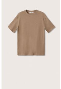 Mango Man t-shirt bawełniany Anouk kolor brązowy gładki. Kolor: brązowy. Materiał: bawełna. Wzór: gładki