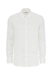 Ochnik - Kremowa lniana koszula męska. Kolor: biały. Materiał: len