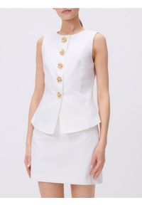 Reserved - Kamizelka z ozdobnymi guzikami - złamana biel. Materiał: wiskoza, tkanina