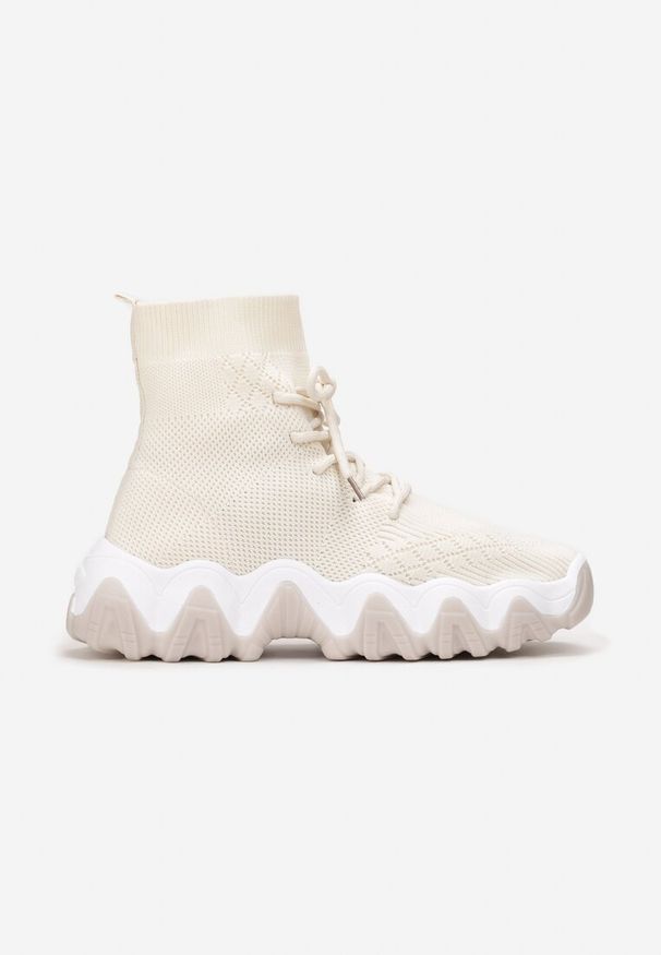 Renee - Jasnobeżowe Sneakersy Aeztyse. Zapięcie: bez zapięcia. Kolor: beżowy. Materiał: materiał. Szerokość cholewki: normalna. Wzór: aplikacja