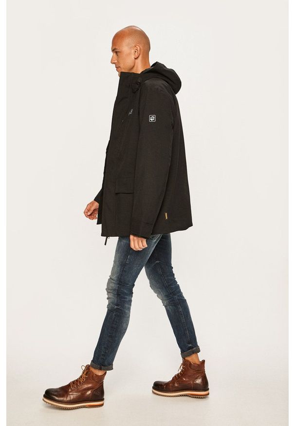 Jack Wolfskin - Kurtka. Okazja: na co dzień. Kolor: czarny. Materiał: włókno, materiał, syntetyk. Styl: casual