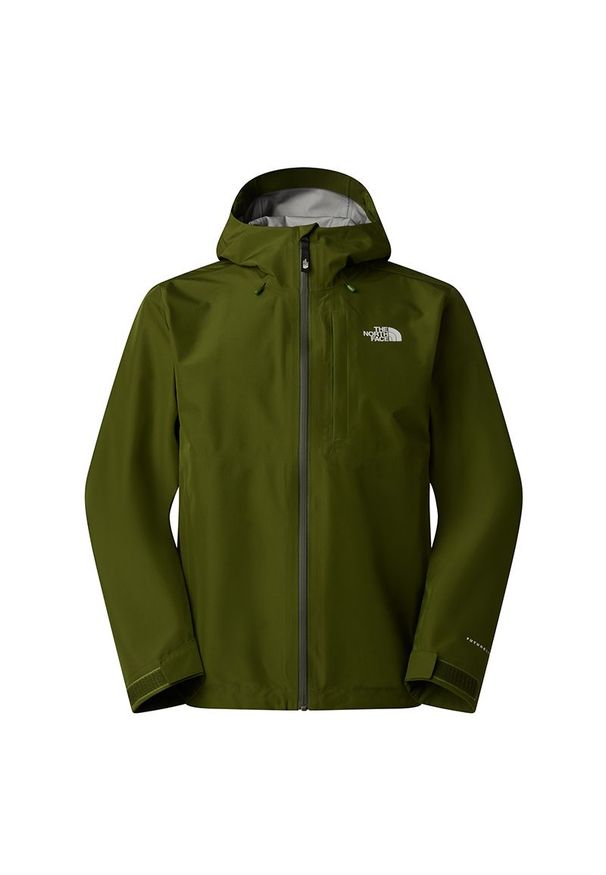 Kurtka męska The North Face Dryzzle Futurelight II 0A8B4XBRI1 - zielona. Kolor: zielony. Materiał: poliester. Wzór: aplikacja. Styl: elegancki. Sport: turystyka piesza