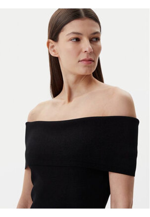 MICHAEL Michael Kors Sukienka dzianinowa MS582Y033D Czarny Slim Fit. Kolor: czarny. Materiał: wiskoza