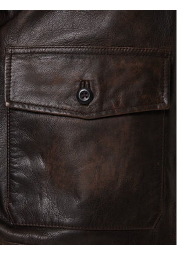 Levi's® Kurtka skórzana Clayton 003AU-0000 Brązowy Regular Fit. Kolor: brązowy. Materiał: skóra