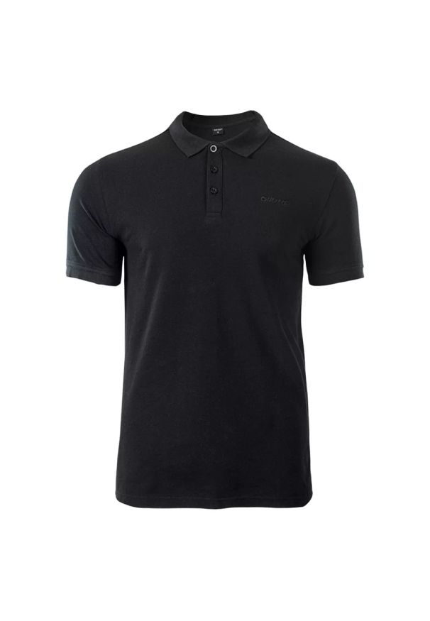 Hi-tec - Koszulka polo męska Hi-Tec Romso - czarna, Rozmiar XXXL. Typ kołnierza: polo. Kolor: czarny. Materiał: skóra, bawełna, materiał