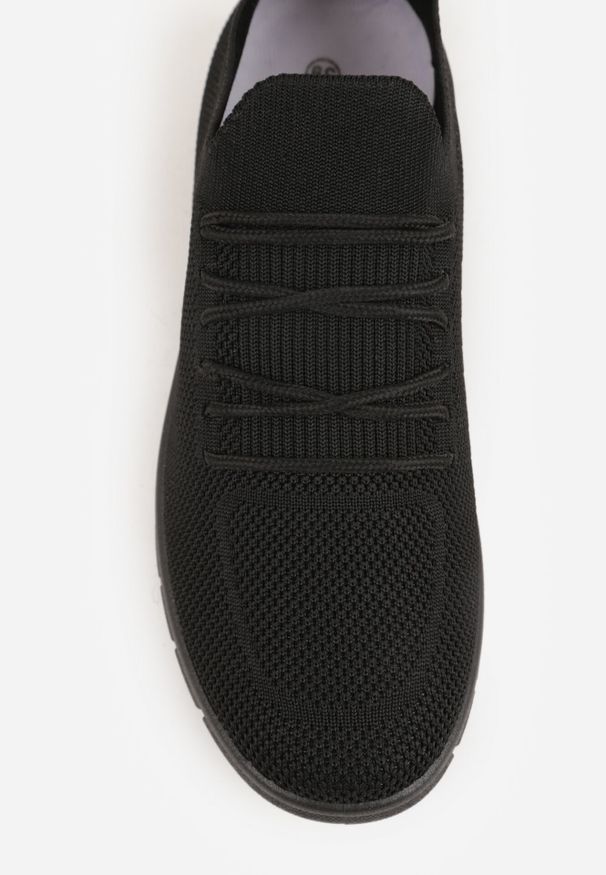 Born2be - Czarne Sznurowane Buty Sportowe Sneakersy z Siateczki Caeolea. Okazja: na co dzień. Kolor: czarny. Materiał: jeans. Sport: joga i pilates, fitness
